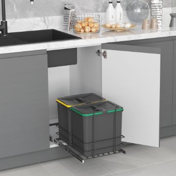 Poubelle de recyclage de 20L Recycle pour la cuisine, fixation